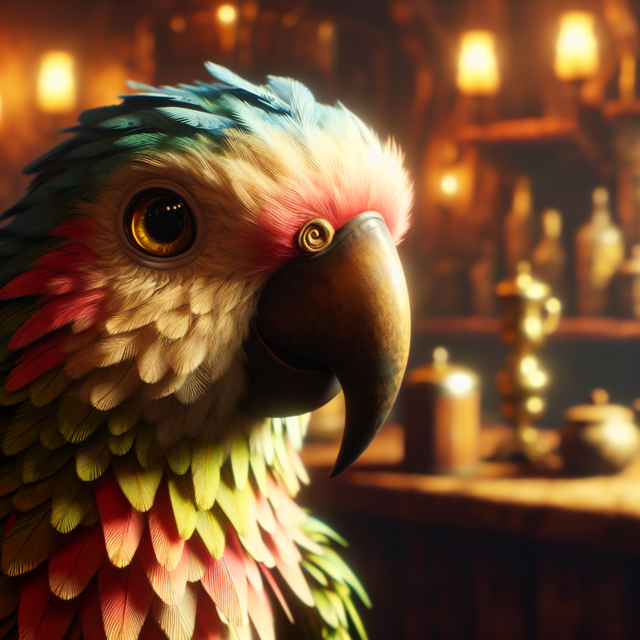 A portrait of a parrot.