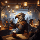 A aarakocra in a tavern.