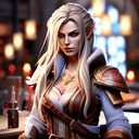 A Blood Elf in a tavern.