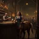 A centaur in a tavern.