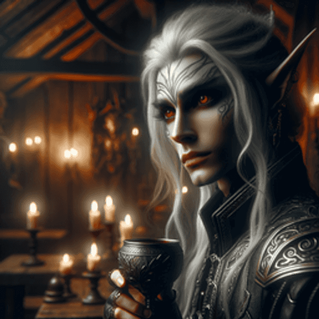 A drow in a tavern.