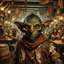 A goblin in a tavern.