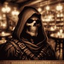 A portrait of a grim reaper.