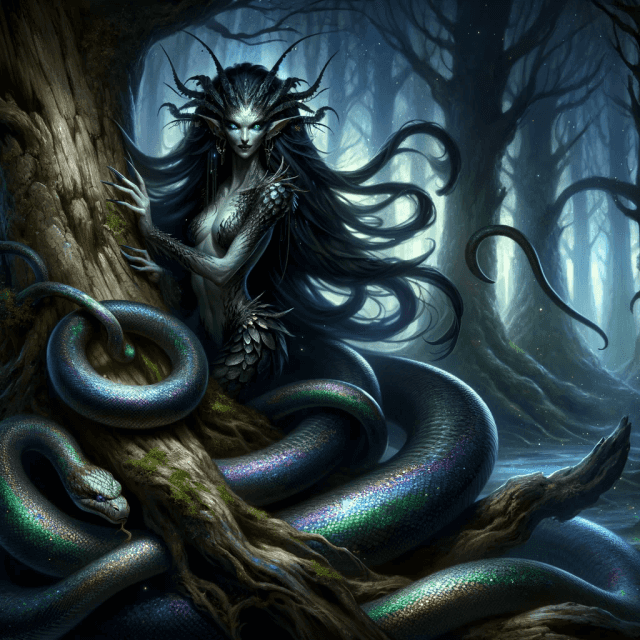 A portrait of a lamia.