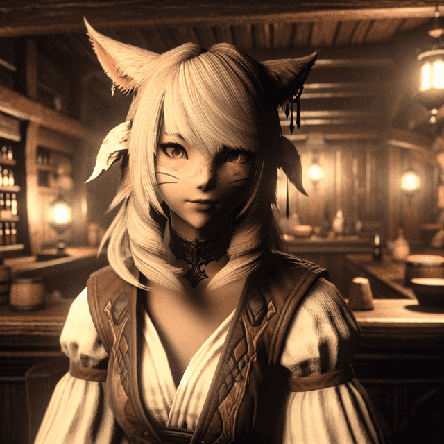 A portrait of a miqote.