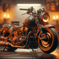 A portrait of a motorcycle.