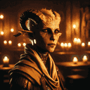 A portrait of a qunari.