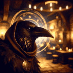 A portrait of a raven.