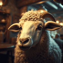 A portrait of a sheep.