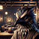 A portrait of a tengu.