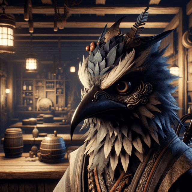 A portrait of a tengu.