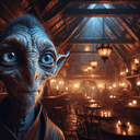 A vedalken in a tavern.