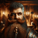 A portrait of a warhammer dwarf.