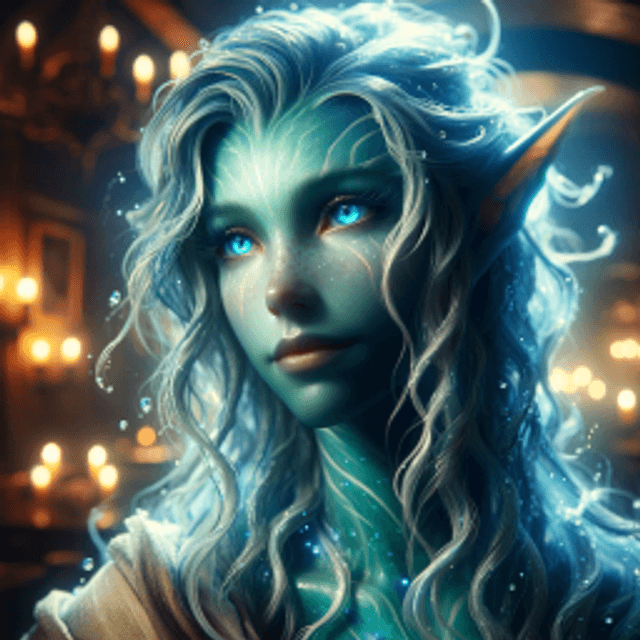 A water genasi in a tavern.