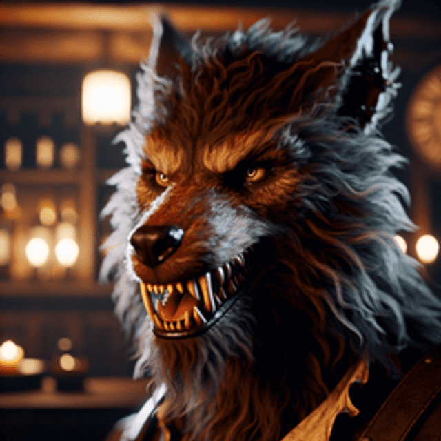 A portrait of a werewolf.