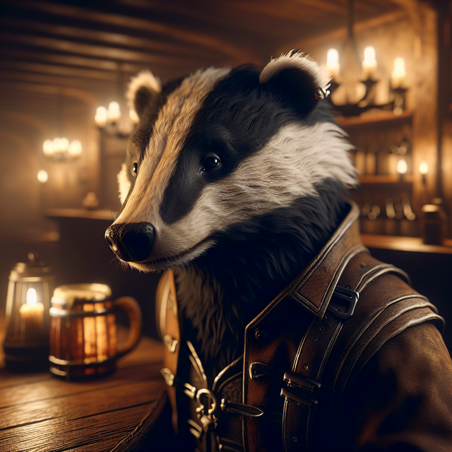 A portrait of a badger.