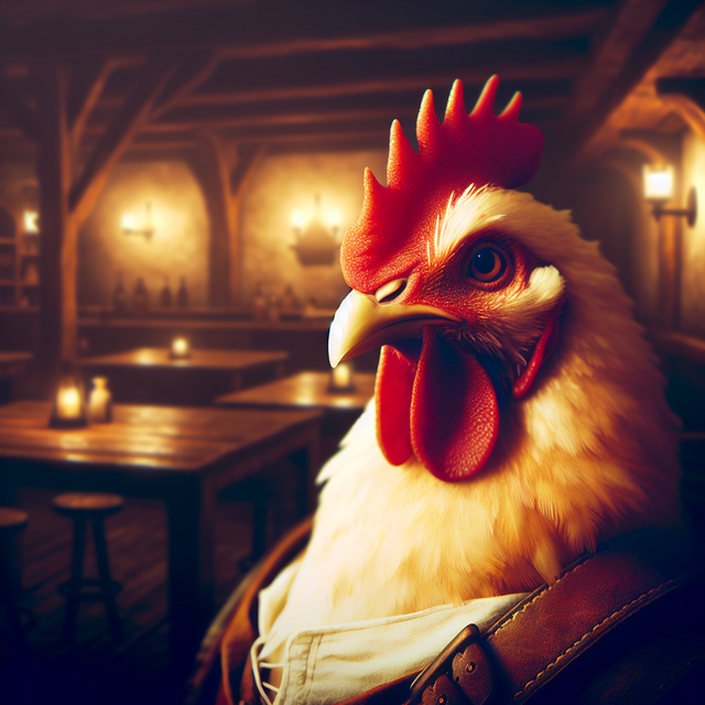 A portrait of a chicken.