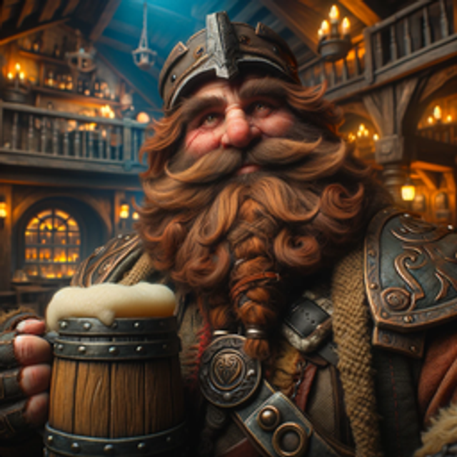 A dwarf in a tavern.