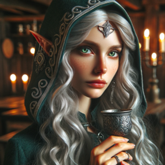 An elf in a tavern.