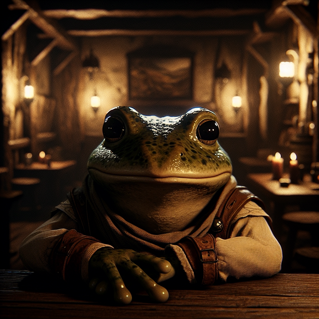 A portrait of a frog.