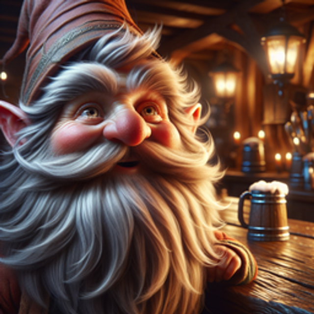 A gnome in a tavern.