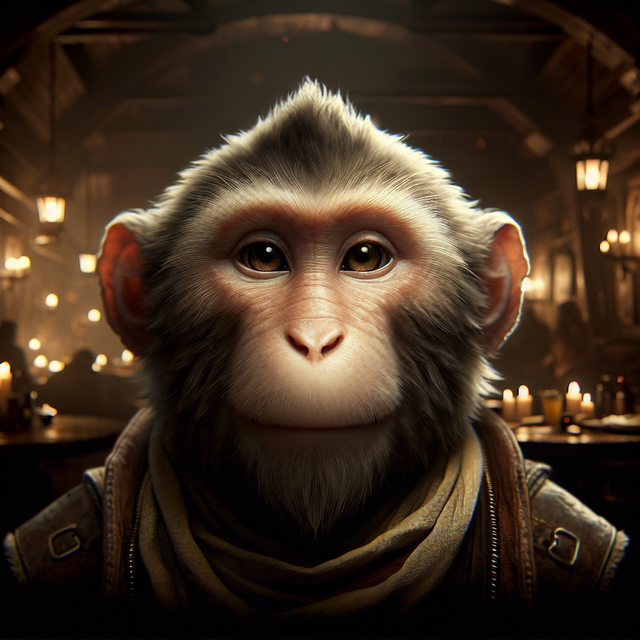 A portrait of a monkey.