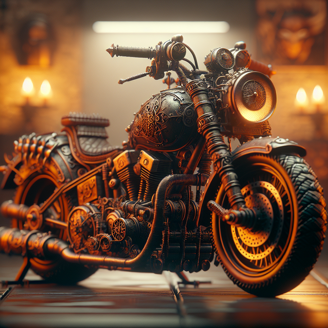 A portrait of a motorcycle.