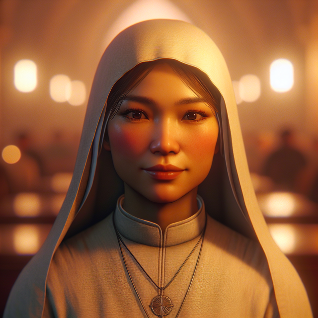 A portrait of a nun.