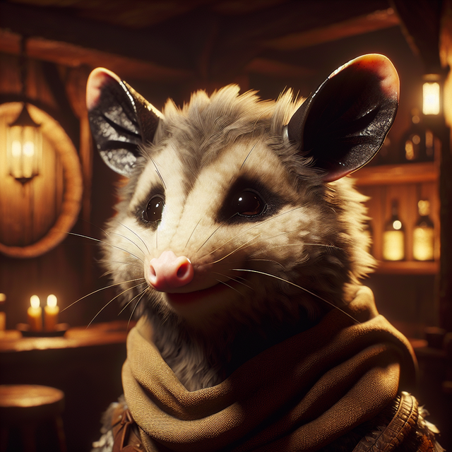 A portrait of a opossum.
