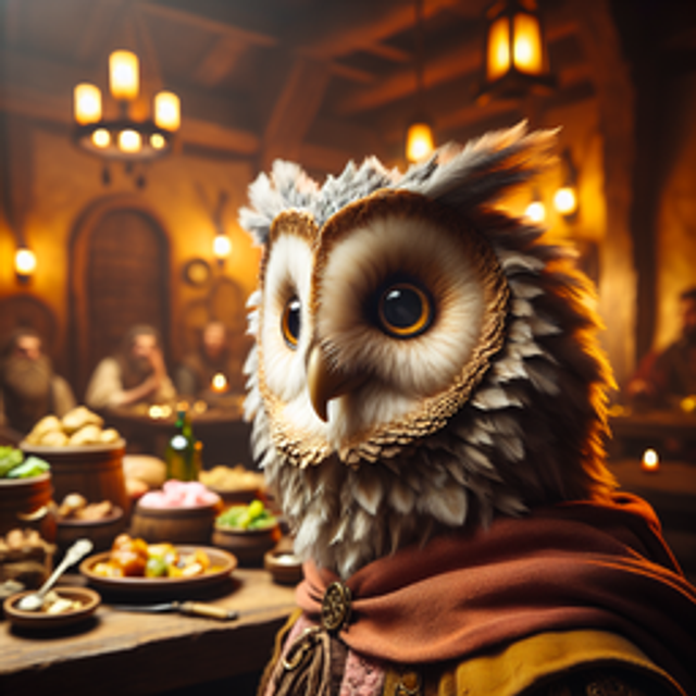 A owlin in a tavern.