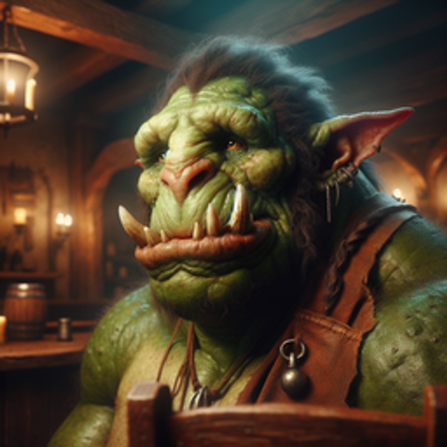 A troll in a tavern.