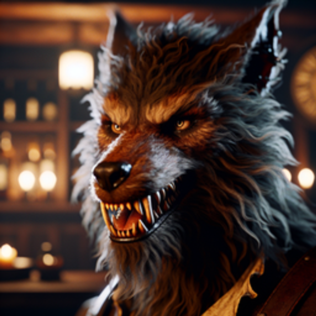 A portrait of a werewolf.