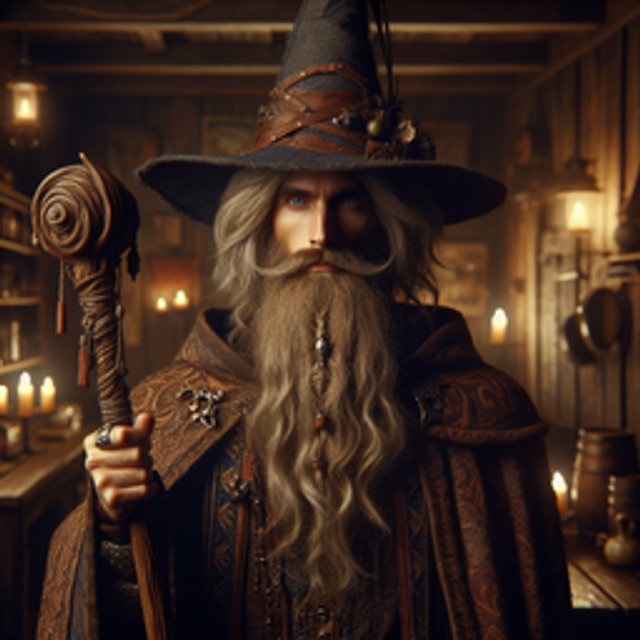 A wizard in a tavern.
